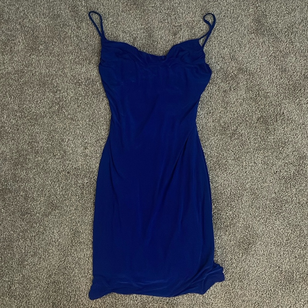 Blue open back dress